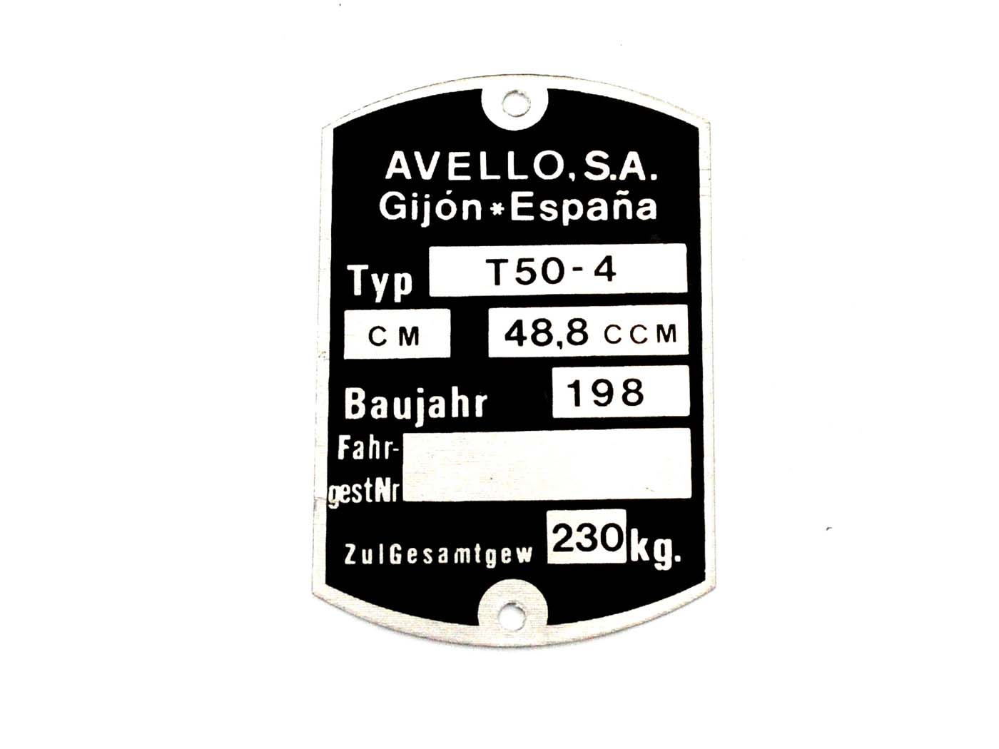 Vardinės lentelės ruošinys 59x40mm, skirtas Avello T 50-4, Puch