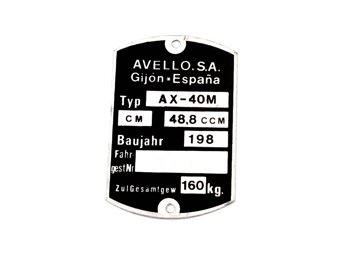 Vardinės lentelės ruošinys 59x40mm, skirtas Avello AX 40M, Puch