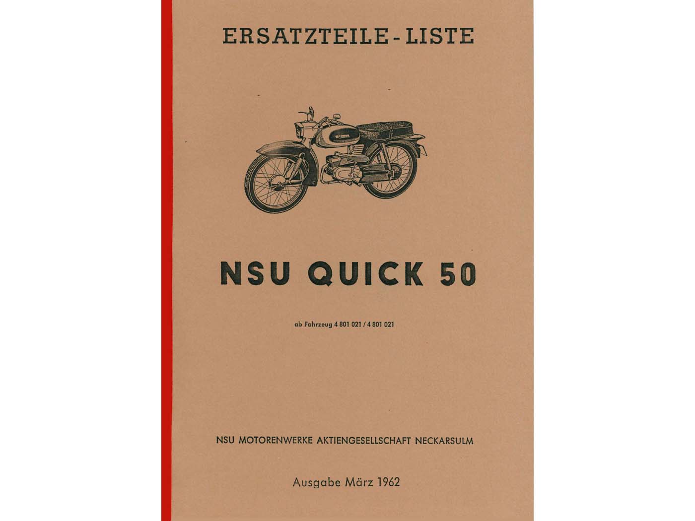 Dalių katalogo pakartotinis spausdinimas Quick for NSU Quick50