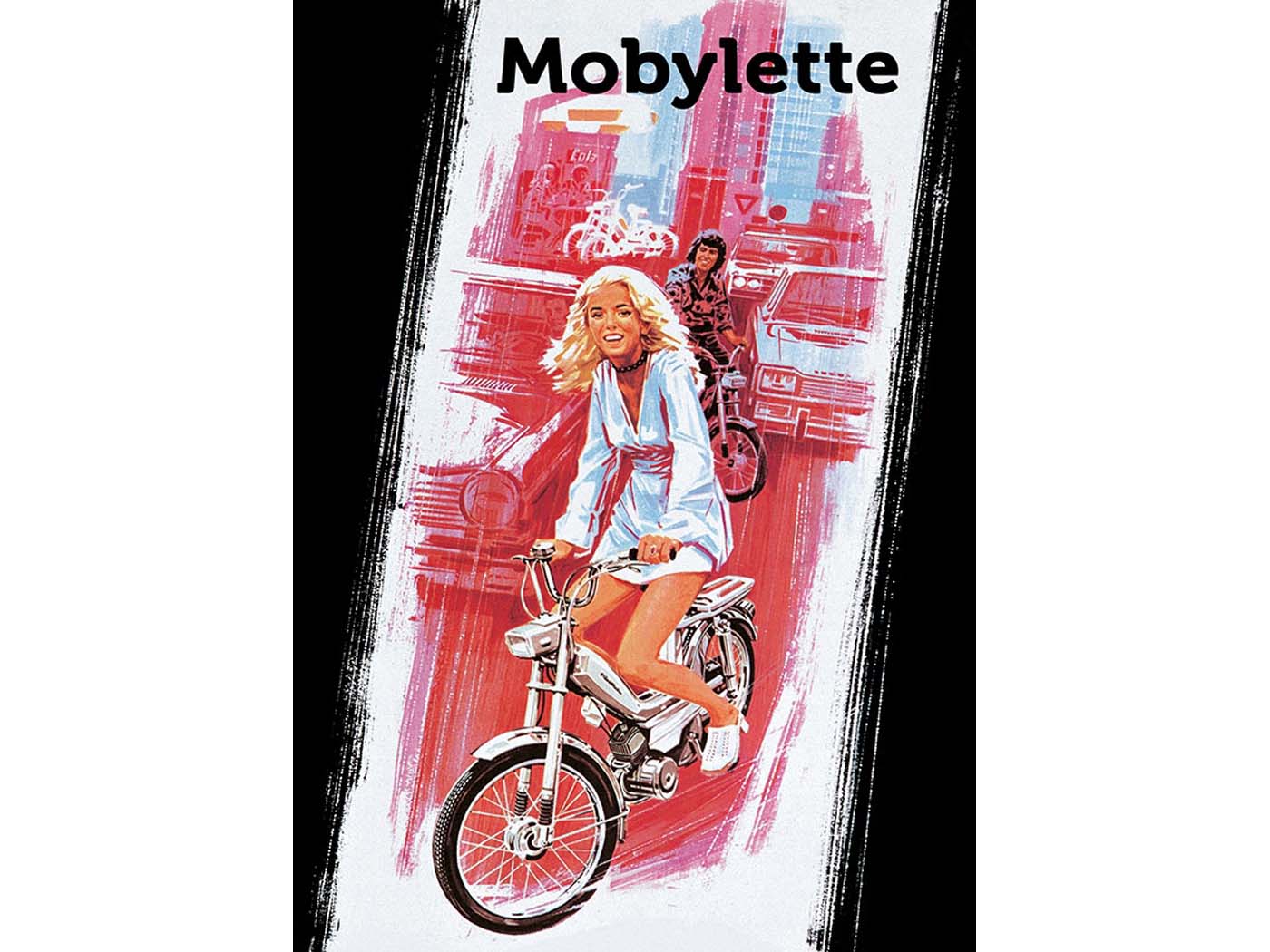 Reklaminio plakato pakartotinis spausdinimas 42 cm aukštis 29 cm plotis, skirtas Motobecane Mobylette Mini Moby