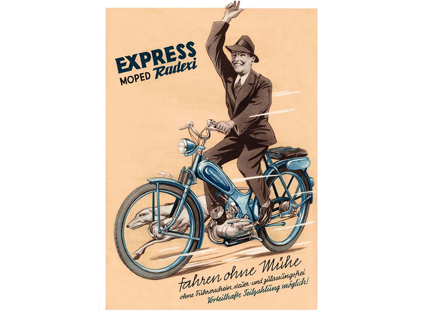 Reklaminis plakatas mopedas 42cm 29cm, skirtas Express Radexi 1