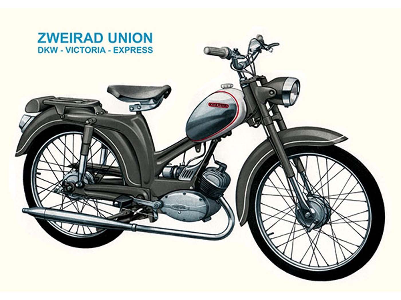 Reklaminio plakato pakartotinis spausdinimas 29 cm 42 cm, skirtas Zweirad Union Type 110, DKW Victoria Express 110