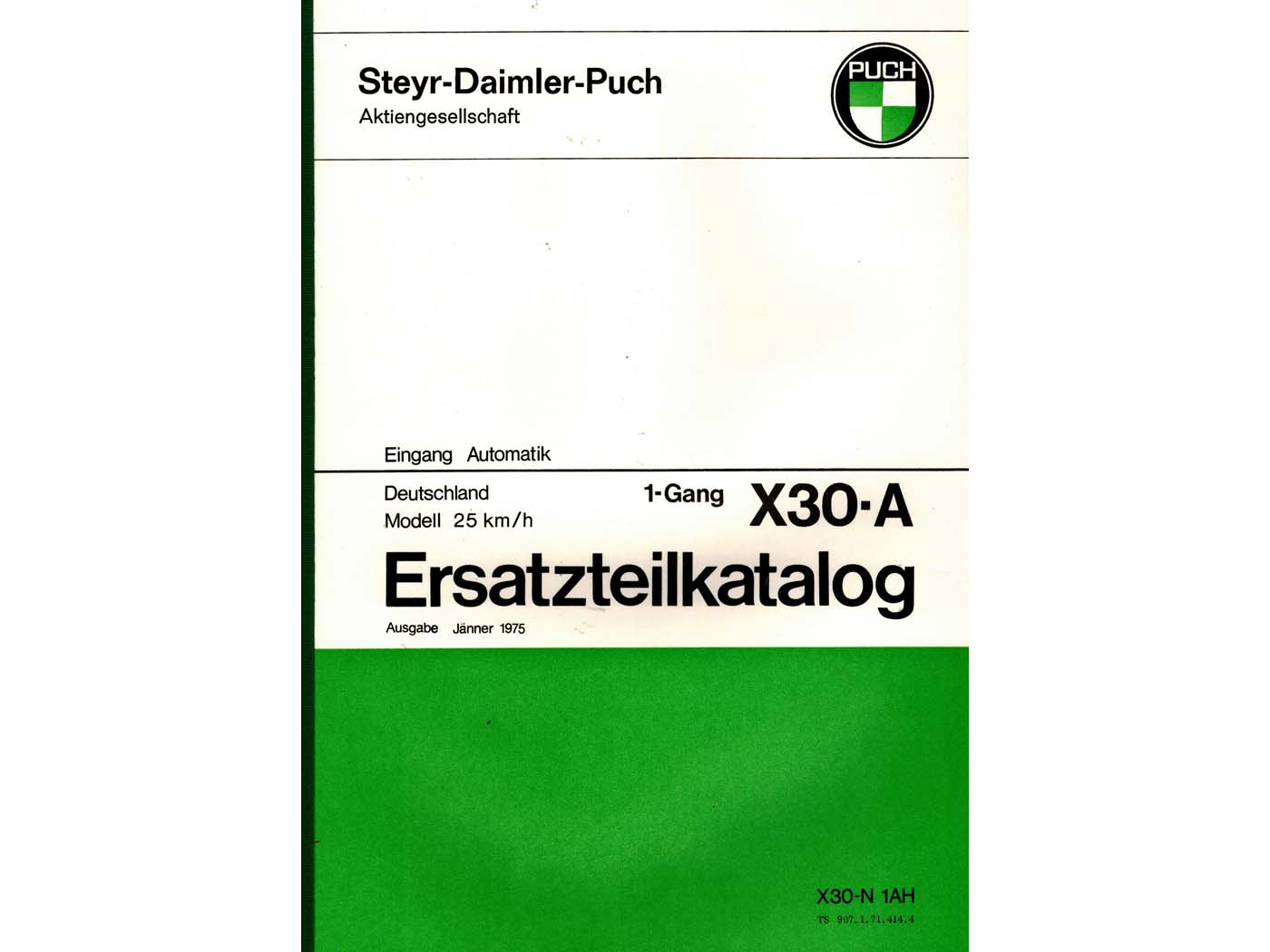 Atsarginių dalių katalogas 55 puslapiai DIN A4 Puch X 30-A