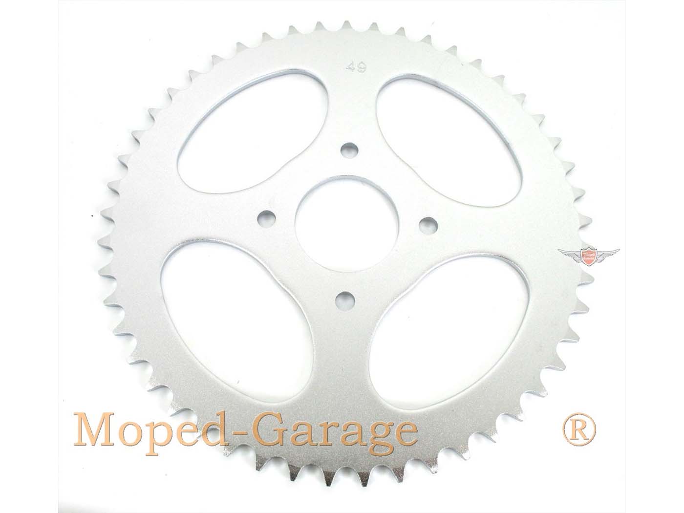 Sprocket Presto aliuminio 49 dantų 4 skylės Hercules Prima 1, 2, 3, 4, 5, 6, MP MF M HR Hobby Rider, P MX SX, Optima Pronto, Presto, Garelli Cross 40, KTM 505, Zündapp A 25 Automatic Type 460-01, 460-02