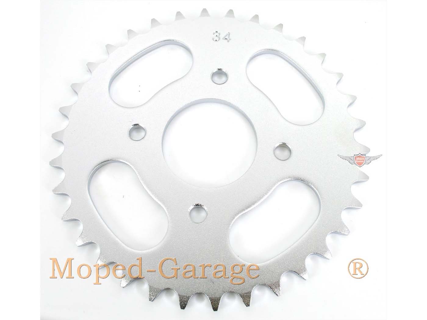 Sprocket Presto aliuminio 34 dantų 4 skylės Hercules Prima 1, 2, 3, 4, 5, 6, MP MF M HR Hobby Rider, P MX SX, Optima Pronto, Presto, Garelli Cross 40, KTM 505, Zündapp A 25 Automatic Type 460-01, 460-02