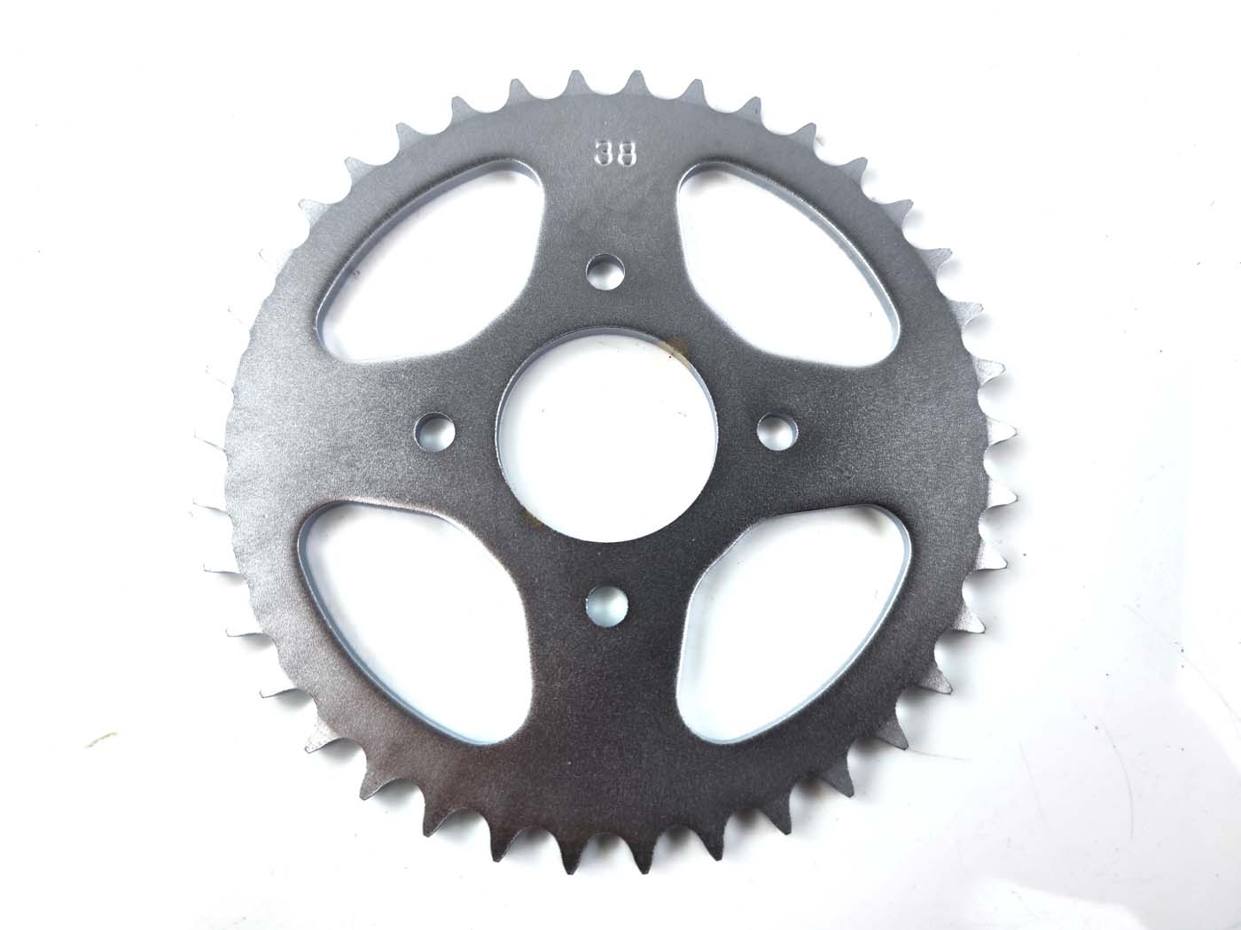 Sprocket Presto Sustiprinta 38 dantų 4 skylės Hercules Prima 1, 2, 3, 4, 5, 6, MP MF M HR Hobby Rider, P MX SX, Optima Pronto, Presto, Garelli Cross 40, KTM 505, Zündapp A 25 Automatic Type 460-01, 460-02