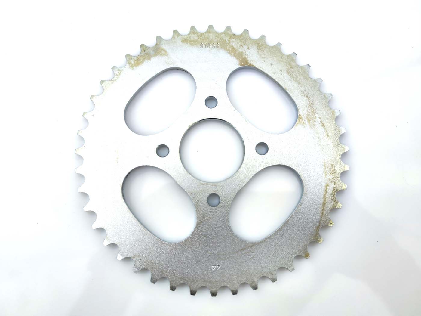 Sprocket Presto Sustiprintas 44 dantų 66 mm varžto apskritimas, 42,50 mm centrinė anga, 4 skylės KTM 505, Garelli Cross 40, Hercules Prima 1-6, MP 2, 4, MF 3, M 6, HR Hobby Rider, P 1, MX SX, 5, Optima Pronto, Presto, Zündapp A 25 Automatinis tipas 460-01, 460-02