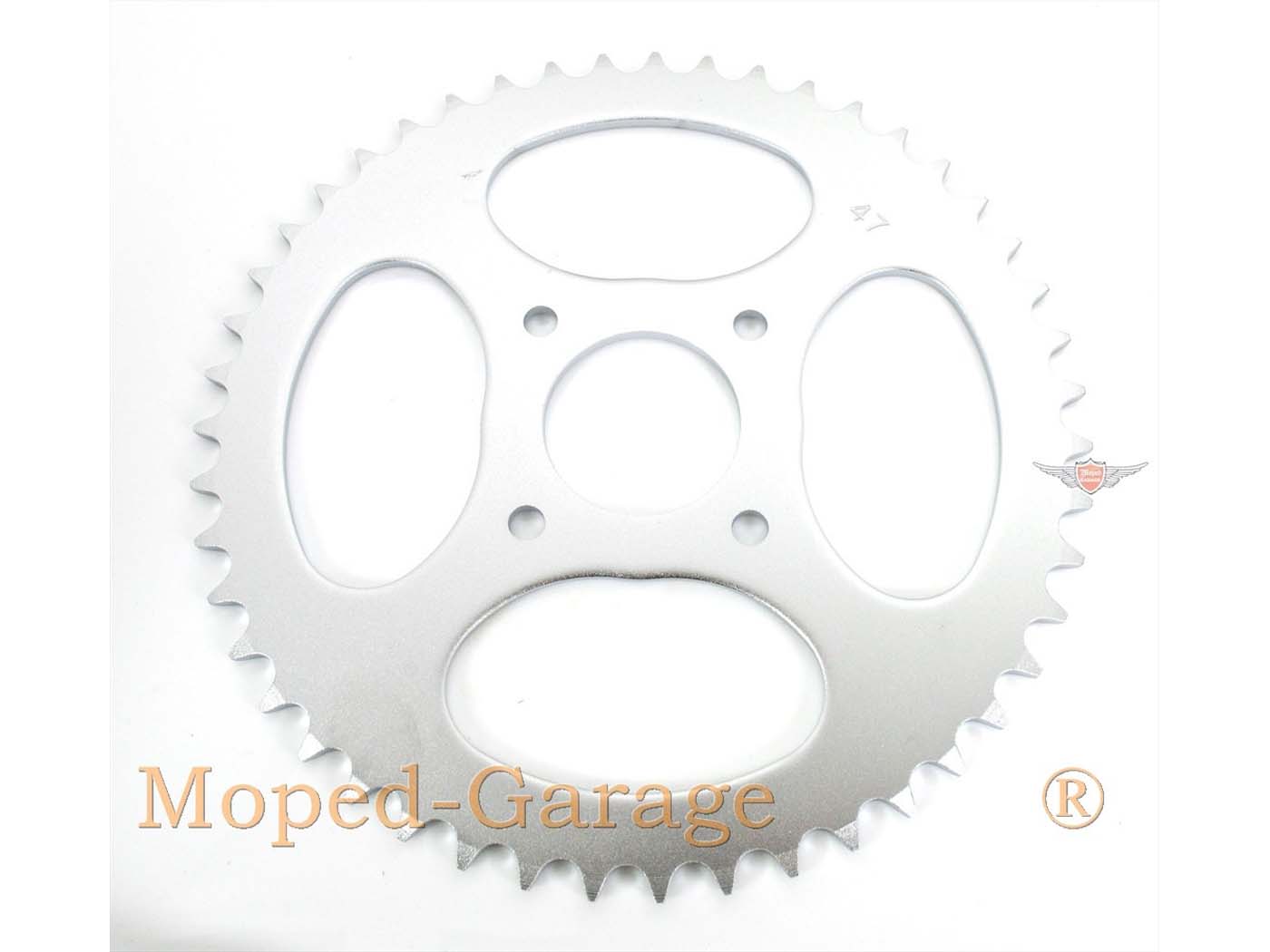 Sprocket Presto aliuminio 47 dantų 4 skylės Hercules Prima 1, 2, 3, 4, 5, 6, MP MF M HR Hobby Rider, P MX SX, Optima Pronto, Presto, Garelli Cross 40, KTM 505, Zündapp A 25 Automatic Type 460-01, 460-02