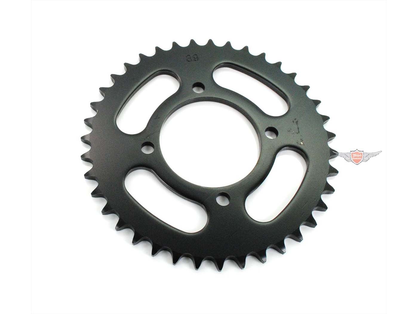 Žvaigždė sustiprinta 39 dantimis 64 mm juoda, skirta Yamaha, RD, FS 1