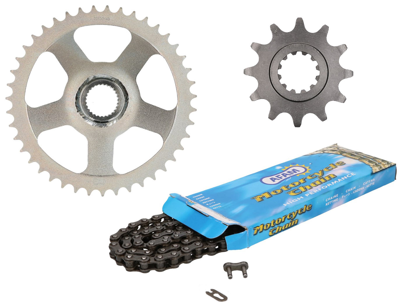 grandinės komplektas AFAM 12/43 dantukai, skirti Aprilia RS50 93-98 (6 greičių)