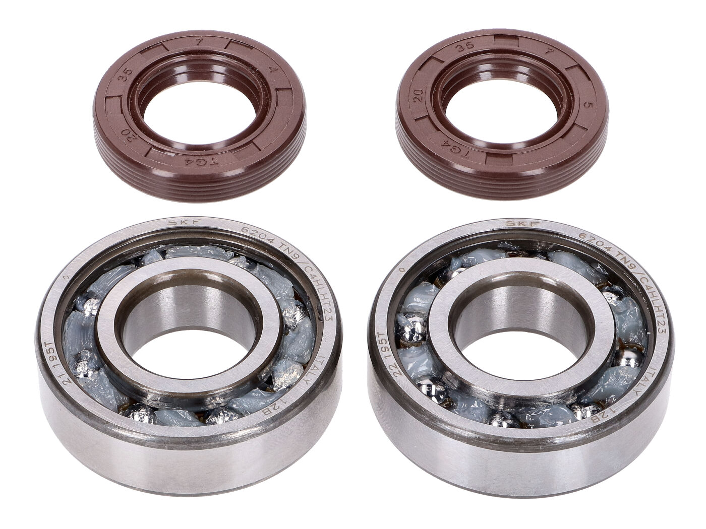alkūninio veleno guolių komplektas Naraku SKF, FKM Premium C4 poliamidas skirtas Derbi EBE, EBS, D50B
