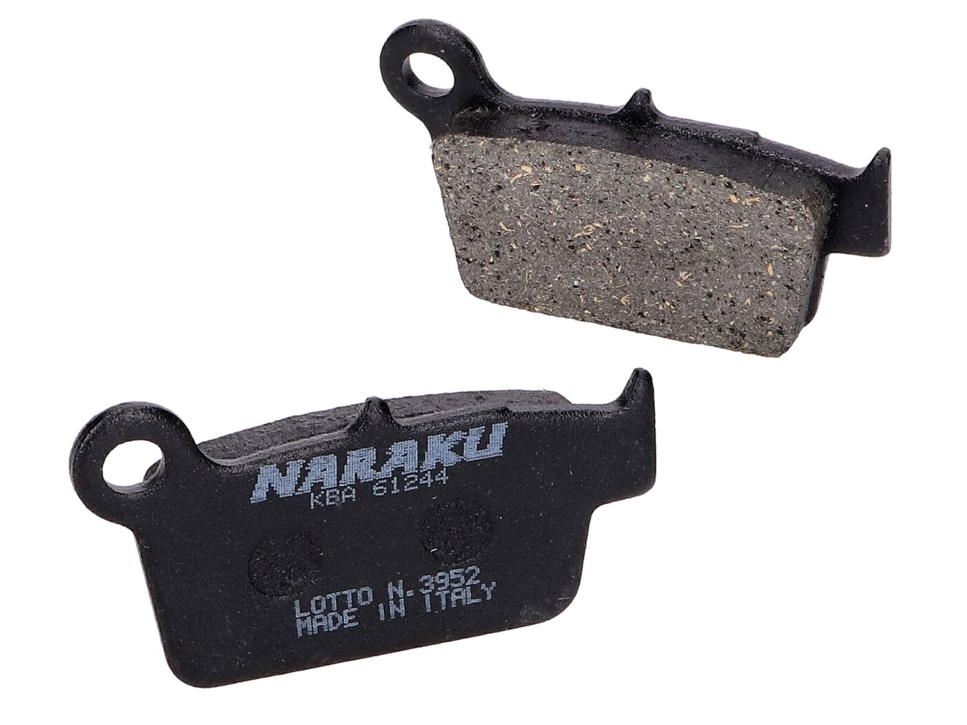 Stabdžių kaladėlės Naraku organic, skirtos Aprilia MXV, SXV, Fantic, GasGas, Kawasaki KX, Sherco, Suzuki RM-Z, TM, Yamaha YZ, WR