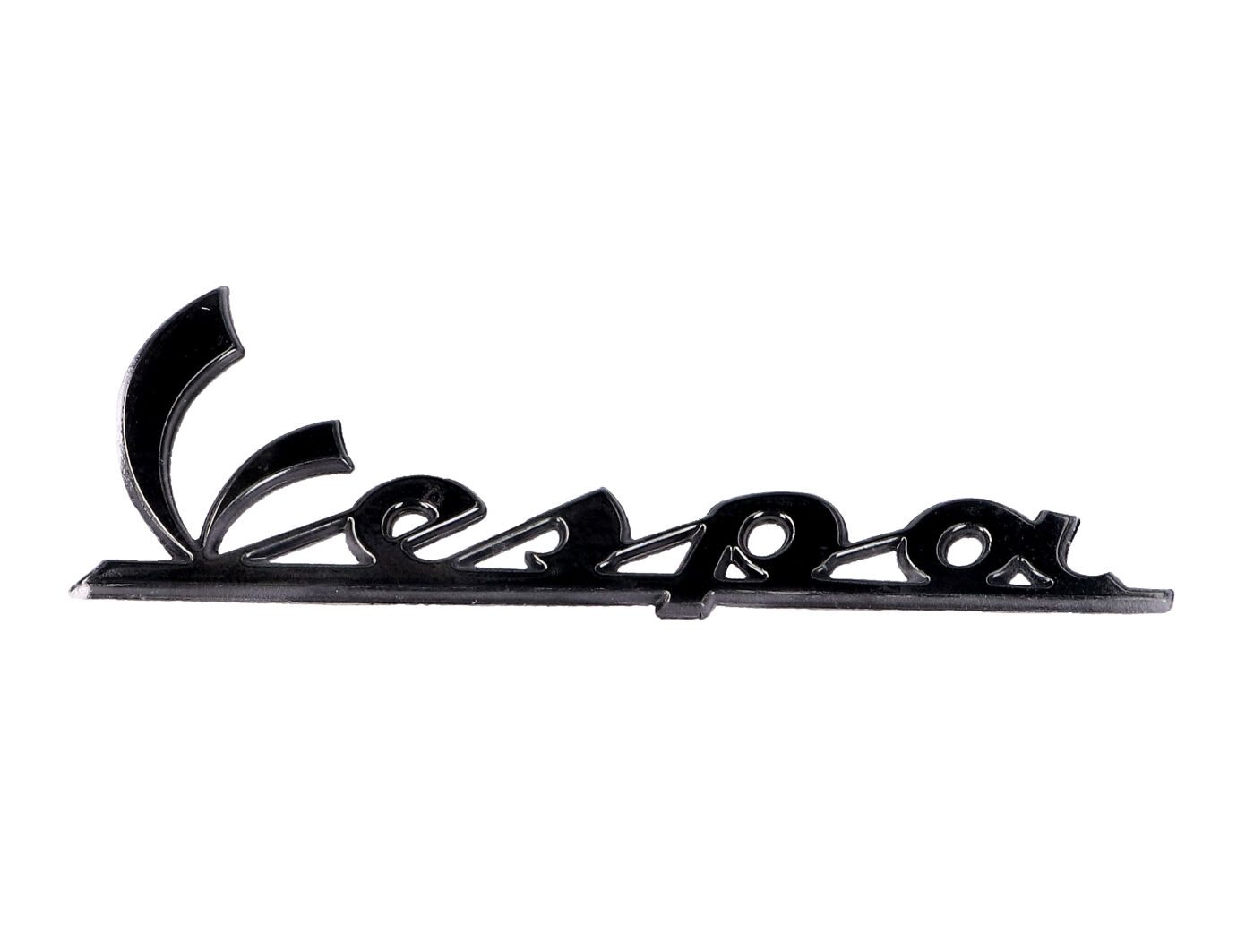 ženklas / raidės "Vespa" juodas chromas OEM 100x35mm, skirtas Vespa GT, LX, LXV, S, GTS, GTV