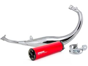 išmetimo VOCA Chromuotas 50/70cc raudonas duslintuvas Derbi EBE, EBS, D50B Enduro, Supermoto