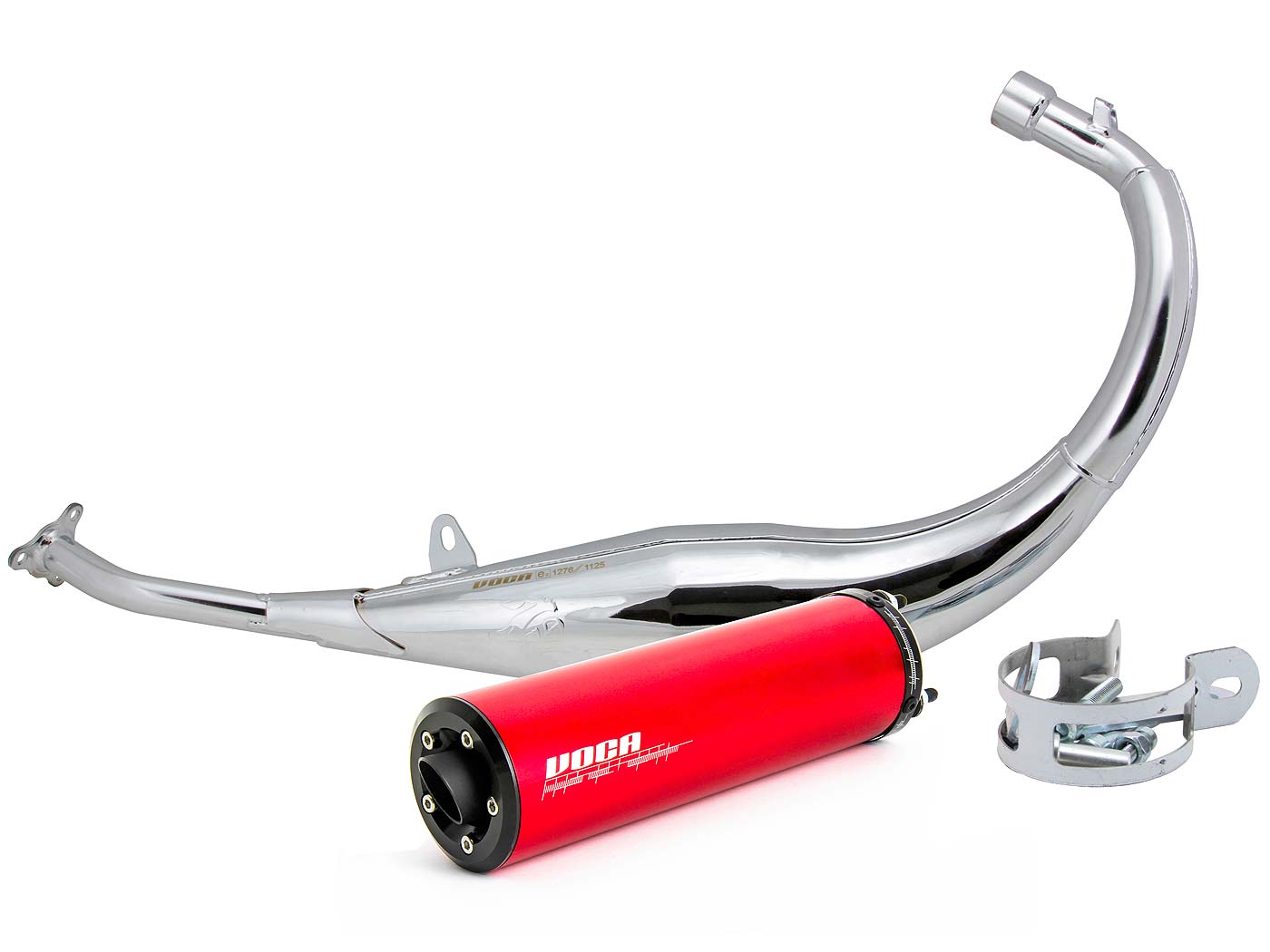 išmetimo VOCA Chromuotas 50/70cc raudonas duslintuvas Derbi EBE, EBS, D50B Enduro, Supermoto