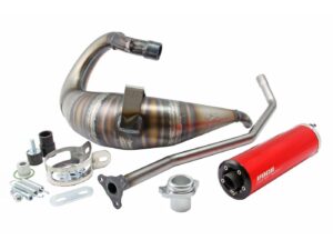 išmetimo VOCA Cross Rookie 50/70cc raudonas duslintuvas, skirtas Aprilia RX, SX, Derbi Senda