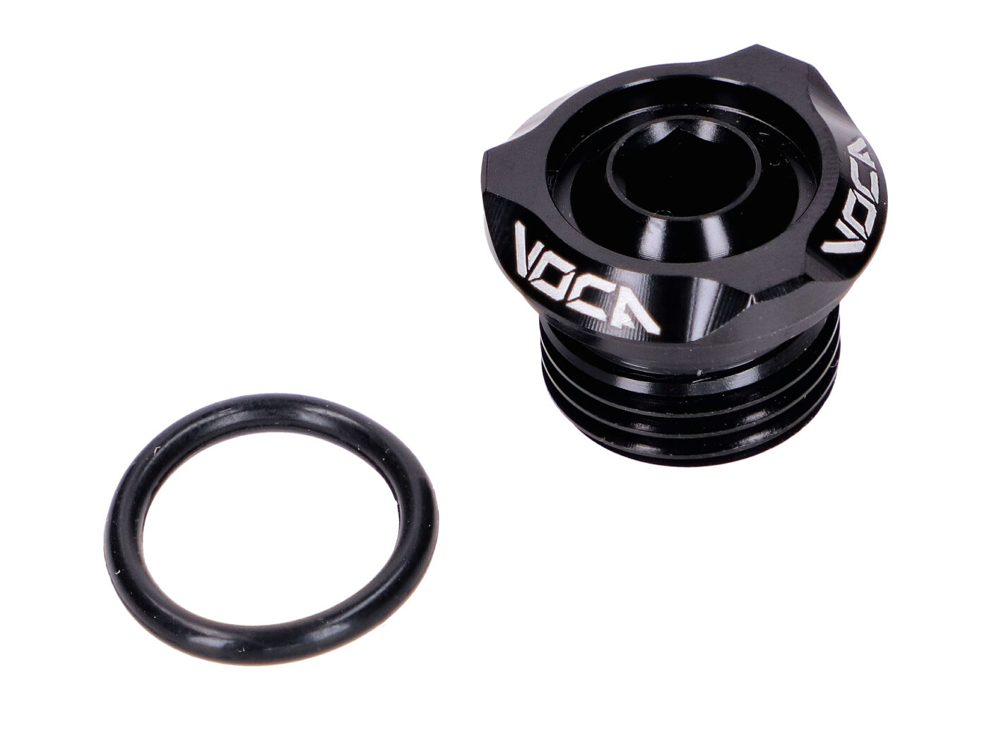 Alyvos pildymo kamštis VOCA V2 CNC juodas, skirtas Derbi EBE, EBS, D50B