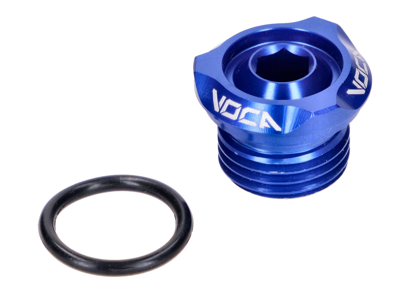Alyvos užpildymo kamštis VOCA V2 CNC mėlynas, skirtas Derbi EBE, EBS, D50B