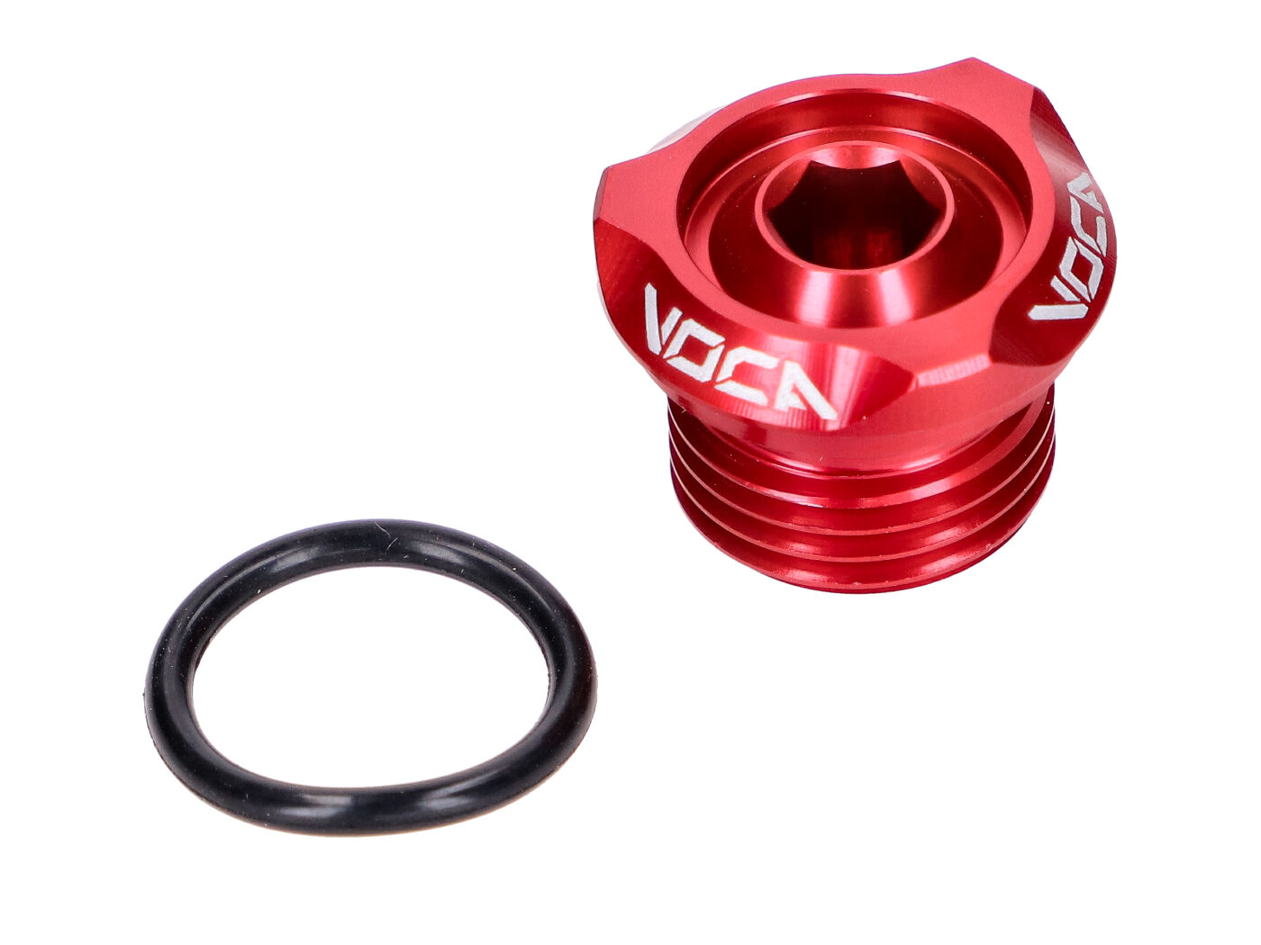 Alyvos pildymo kamštis VOCA V2 CNC raudonas, skirtas Derbi EBE, EBS, D50B