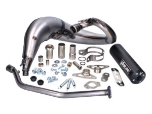 Išmetimo sistema Yasuni Cross ML juoda, skirta Aprilia RX, SX, Derbi Senda, Gilera EBE, EBS, D50B