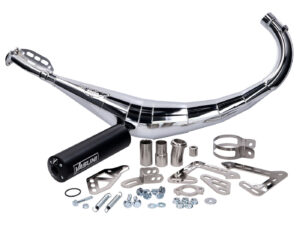 Duslintuvas Yasuni R2 juodas chromuotas, skirtas Minarelli AM6, Derbi D50B0, EBE Offroad, SM