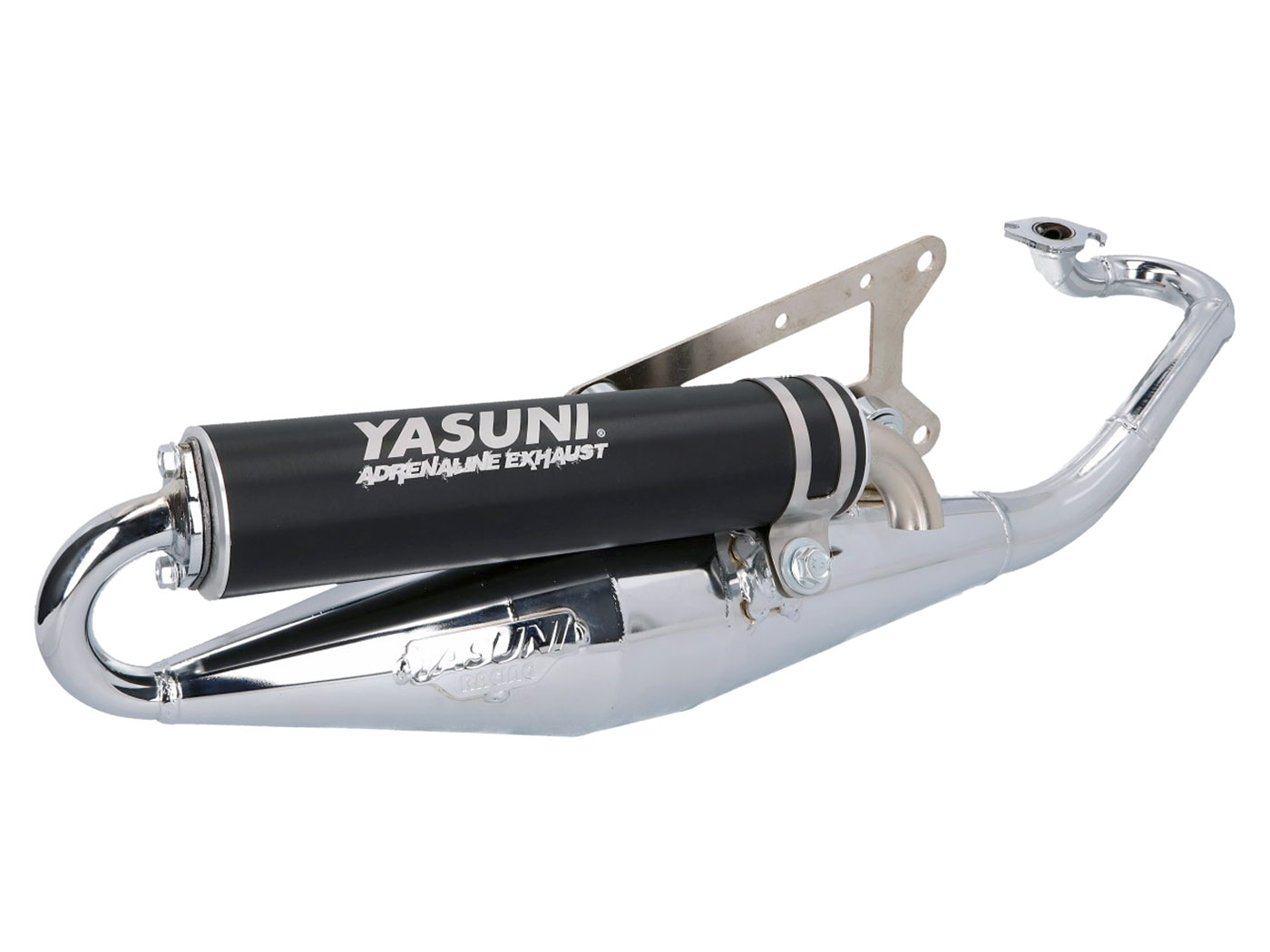 Duslintuvas Yasuni Scooter Z juodas chromuotas, skirtas CPI, Keeway, Kinija 2 taktų (1E40QMB)