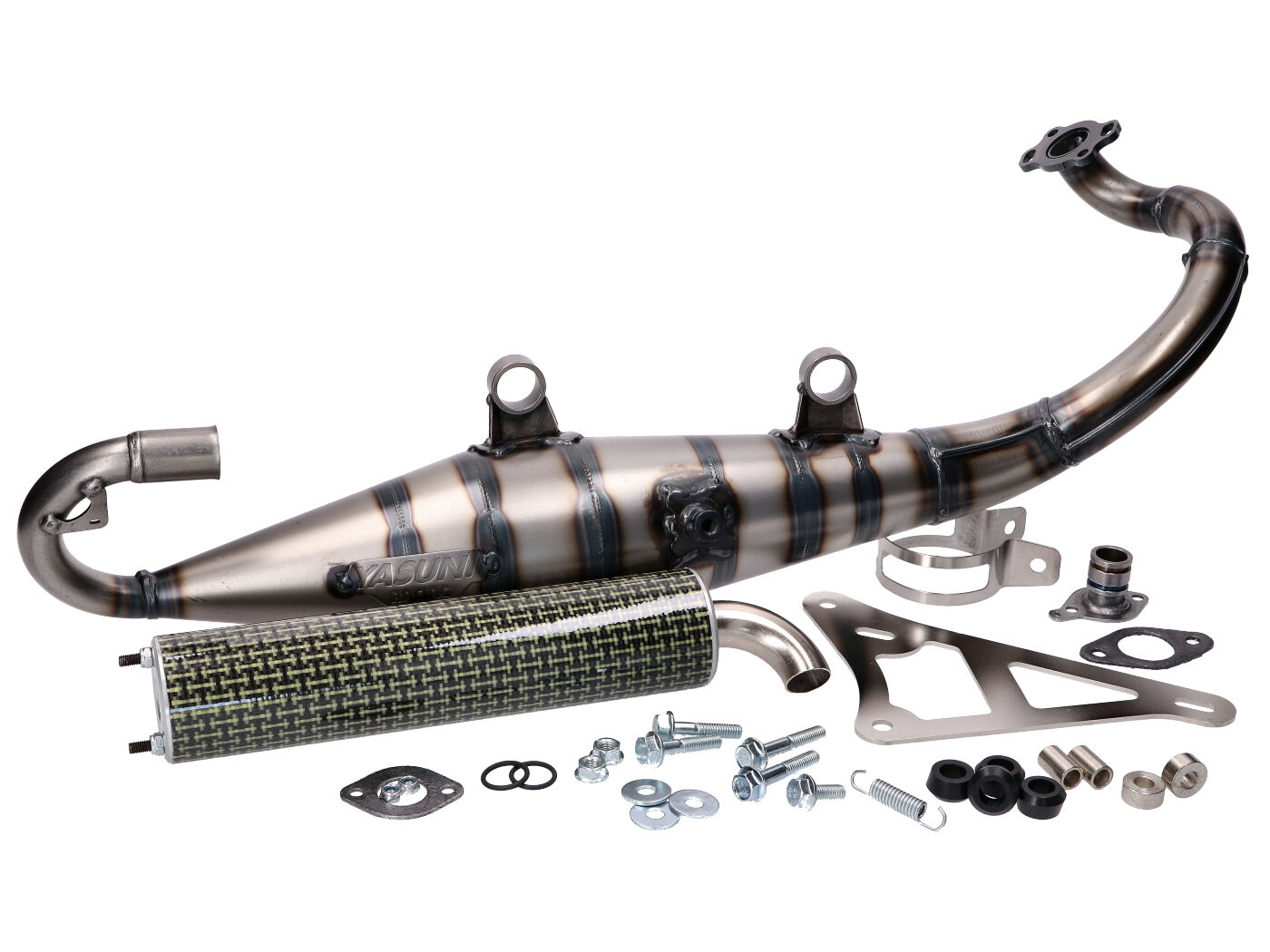 Duslintuvas Yasuni Carrera 10 Carbon Look geltona, skirta Peugeot horizontal, Kissbee 50, Ludix, Pure, Streetzone 50, Speedfight 4